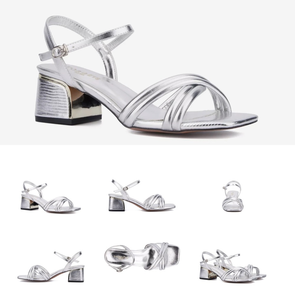 Silver Block Heel Sandal